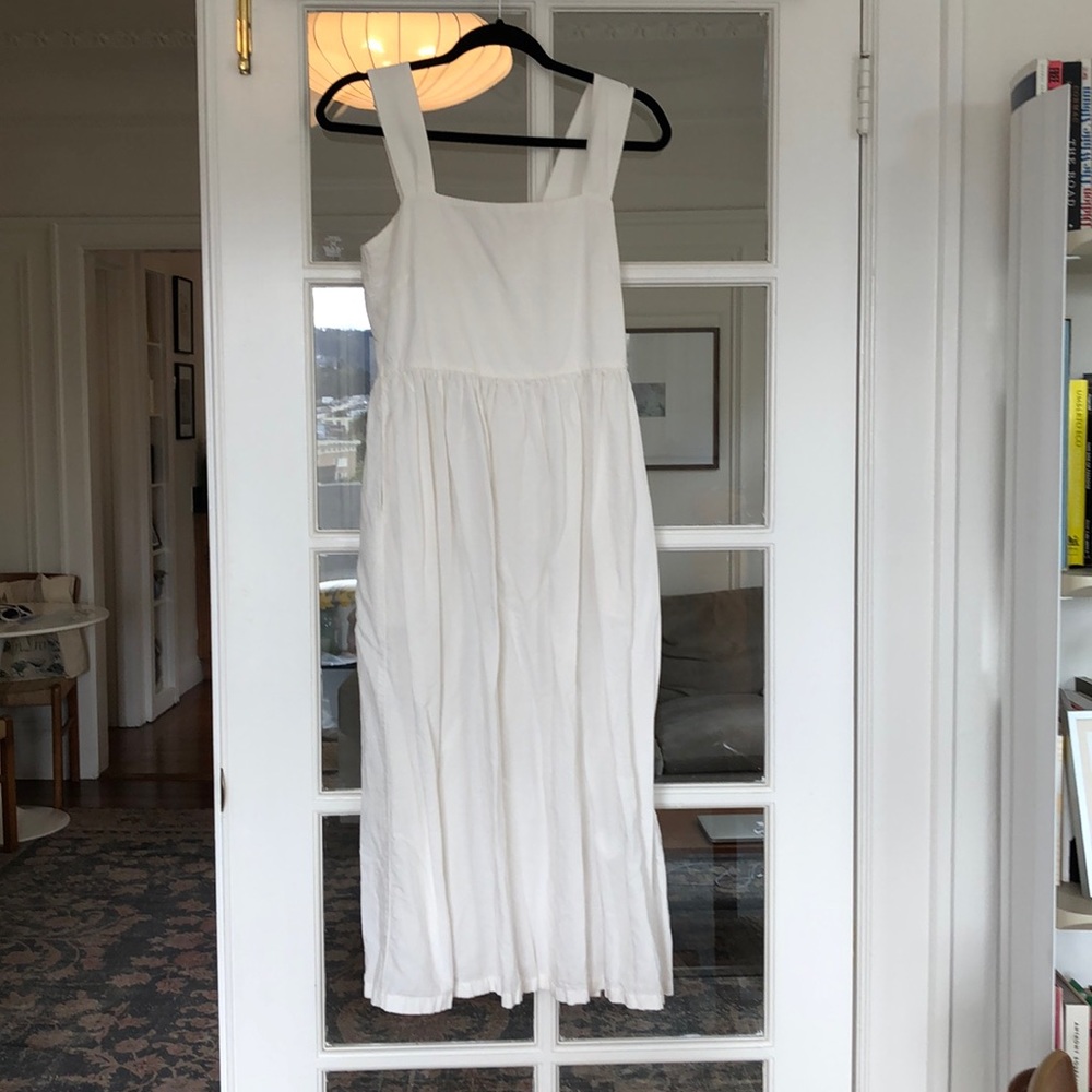 Uniqlo linen cotton white midi sun dress